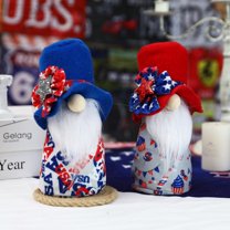Hotiary 4th of July Gnomes Patriotic Couple Tomte for American Independence Day Gift Handmade Memorial Day Elf Dwarf Scandinavian Nisse Folklore Household Ornaments Home Tiered Tray Decorations