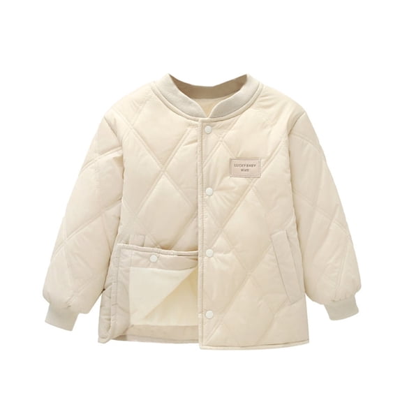 Hotiary 6- 14T Boys Girls Kids Winter Warm Button Down Jacket Coats Teens Casual Solid Color Coat Outerwear For Daily Wear, Going Out, Outdoor