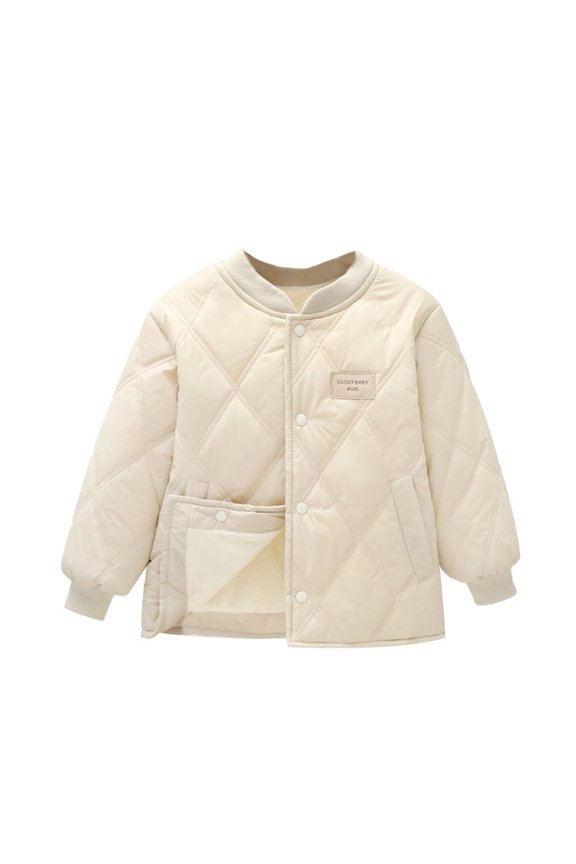 6- 14T Boys Girls Kids Winter Warm Button Down Jacket Coats Teens Casual Solid Color Coat Outerwear For Daily Wear, Going Out, Outdoor