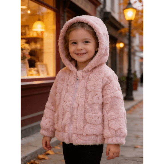 Hotiary 6M-3T Toddler Baby Girls Winter Warm Fleece Coat Zipper Jacket Top Stand Collar Outwear For Holiday, Everyday, Birthday, Outdoor