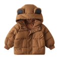 thumbnail image 1 of Hotiary Baby Boys Girls Winter Padded Jacket Toddler Hooded Bear Ears Long Sleeve Zipper Down Jacket Kids Warm Thicken Puffer Outerwear for 2-8 Years, 1 of 8