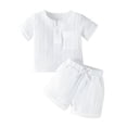 thumbnail image 1 of Hotiary Baby Boys Summer 2-Piece Outfits Short Sleeve Button-Down T-shirt and Elastic Vertical Stripe Shorts with Drawstring Set Toddler Outfit Clothes for 6 Months-4 Years, 1 of 8