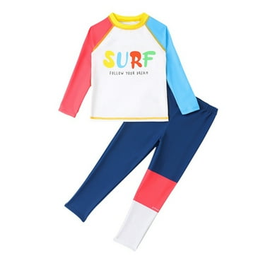 Hotiary Baby Boys Two Piece Rash Guard Swimsuit Toddler Kids Letter Print Long Sleeve Sunsuit Long Pants Surf Bathing Suit Swimwear Set for 1-7 Years
