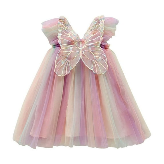 Hotiary Baby Girls Tulle Tutu Dress Butterfly Sundress Formal Rainbow Dress Fluffy Dresses Infant Toddler Girls Princess Dress for 3 Months-4 Years