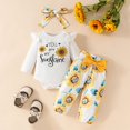 thumbnail image 1 of Hotiary Baby Sunflower Letter Printed Autumn Three Piece Set with Long Sleeved Crew Neck Top,Pants and Hairband Set for Girls 0-18M, 1 of 10