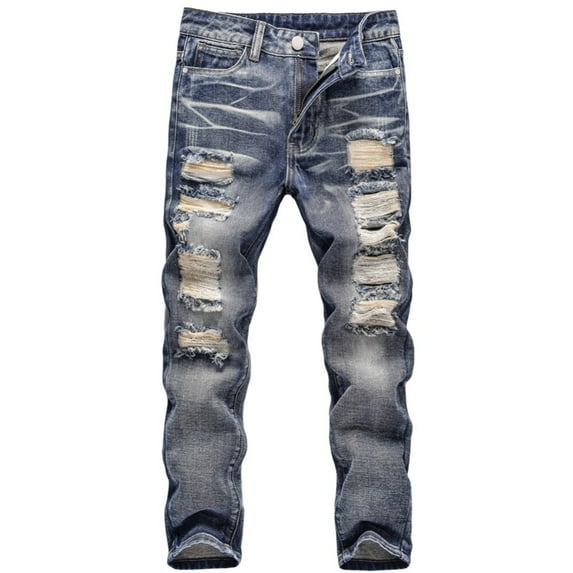 Hotiary Boys' Destroyed Straight Fit Jean Denim Pants Ripped Distressed Washed Casual Pants for 5-13 Years Kids Teen