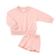thumbnail image 1 of Hotiary Boys and Girls Casual Two Piece Set of Pure Cotton Solid Color Long Sleeved Pullovered Top and Shorts for 1-14 Years Toddler Kids and Teen, 1 of 3