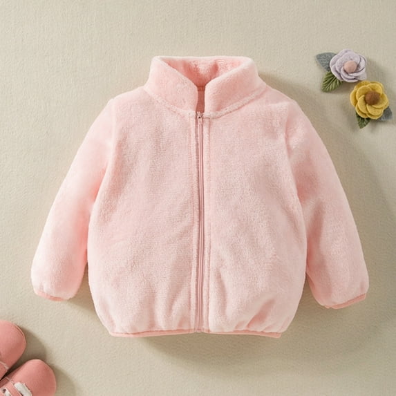 Hotiary Boys and Girls Double Sided Flannel Jackets Autumn and Winter Solid Warm Casual Coat for 1-6 Years Toddler Kids