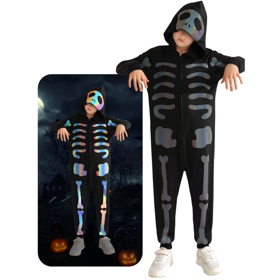 Hotiary Children's Reflective Holiday Outfits Hooded Batwing Jumpsuit, Size 4-12 Years