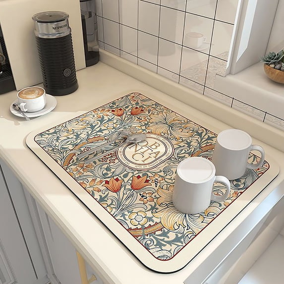 Hotiary Coffee Mat Hide Stain Rubber Backed Absorbent Coffee Maker Mat for Countertops Coffee Bar Mat Decor Spill Mat Rubber Dish Drying Mat for Kitchen Counter