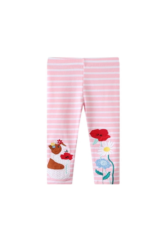 Girls Cute Pattern Soft Comfortable Bottoms Spring and Autumn Cotton Leggings Stretch Pants for 2-7 Years Toddler Kids