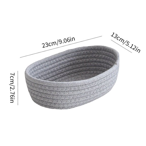 [Hotiary] Home Desktop Sundries Storage Basket,Cotton Rope Woven Baskets for Organizing,Foldable Shelf Storage Baskets for Closet Storage,Toy Baskets&Bins,Gray,9.06"*5.12"*2.76"