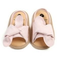 thumbnail image 1 of Hotiary Infant Baby Girls Soft Open Toe Sandals Toddler Summer PU Leather Bowknot Sandals Flower Princess Flat Shoes Pink for 0-18M, 1 of 8