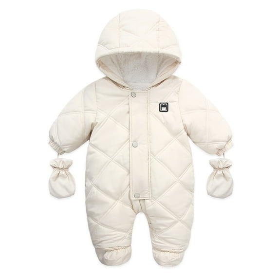 Hotiary Infant Baby Jumpsuit Outfit Toddler Snowsuit Winter Coat Fleece Hooded Romper Jumpsuit Boys Girls Onesie Warm Bodysuit for 6-24 Months