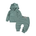 thumbnail image 1 of Hotiary Infant Toddler Baby Cotton Hoodie 2 Piece Sports Outfits Boys Girls Solid Casual Long Sleeve Hooded Sweatshirt + Drawstring Sweatpants Set for 6 Months-3 Years, 1 of 8