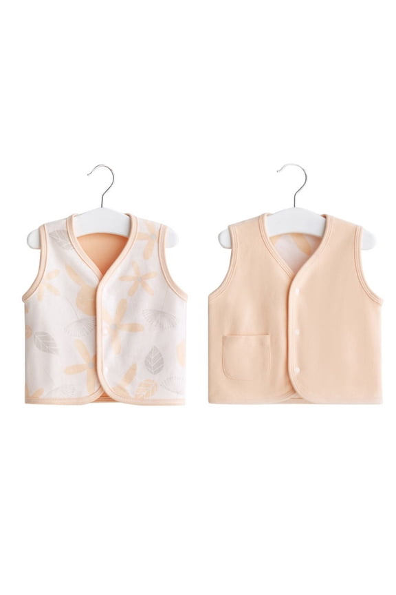 Infant Toddler Baby Cotton Sleeveless Reversible Vest Outwear Boys Girls Warm Fashion Windproof Button down Cardigan Padded Waistcoat for 6 Months-5 Years