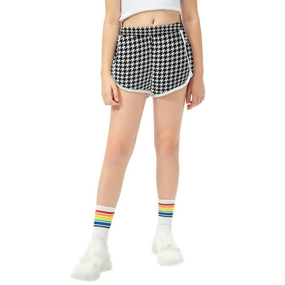 Hotiary Kid Girls Running Shorts Children Elastic Waist Quick Dry Print Gym Athletic Workout Split Shorts for 5-12 Years