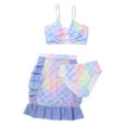 thumbnail image 1 of Hotiary Kids Child Girls Bathing Suit 3-Piece Swimwear Fish Scale Print Spaghetti Straps Suspender Bikini Set with Ruffle Dress for 7 Years-11 Years, 1 of 4