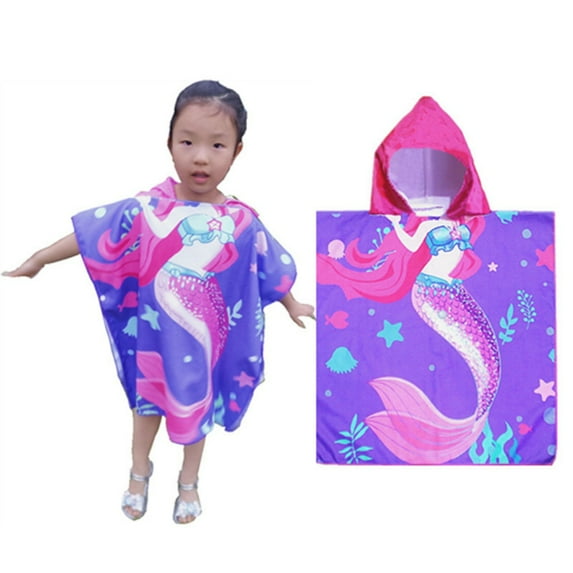 Hotiary Kids Hooded Poncho Towels, Soft & Absorbent Microfiber Beach Towel Coverup Cape, Swimming Pool Changing Robe Bathrobe Bath Towel Cloak