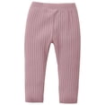 thumbnail image 1 of Hotiary Newborn Baby Girls Cotton Leggings Infant Solid High Waist Soft Stretchy Pit Strip Leggings Toddler Athletic Yoga Pants for 0-18M Pink, 1 of 3