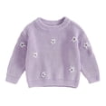 thumbnail image 1 of Hotiary Newborn Baby Girls Knit Cotton Sweater Infant Long Sleeve Flower Embroidery Chunky Sweater Fall Winter Warm Toddler Pullover Crewneck Tops Sweatshirt for 0M-6Y, 1 of 1