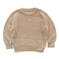 thumbnail image 1 of Hotiary Newborn Baby Girls Knit Cotton Sweater Infant Long Sleeve Flower Embroidery Chunky Sweater Fall Winter Warm Toddler Pullover Crewneck Tops Sweatshirt for 0M-6Y, 1 of 9