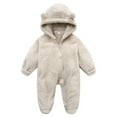 thumbnail image 1 of Hotiary Newborn Baby Jumpsuit Outfit Infant Snowsuit Winter Coat Fleece Hooded Romper Jumpsuit Boys Girls Onesie Warm Bodysuit for 0-12 Months, 1 of 8