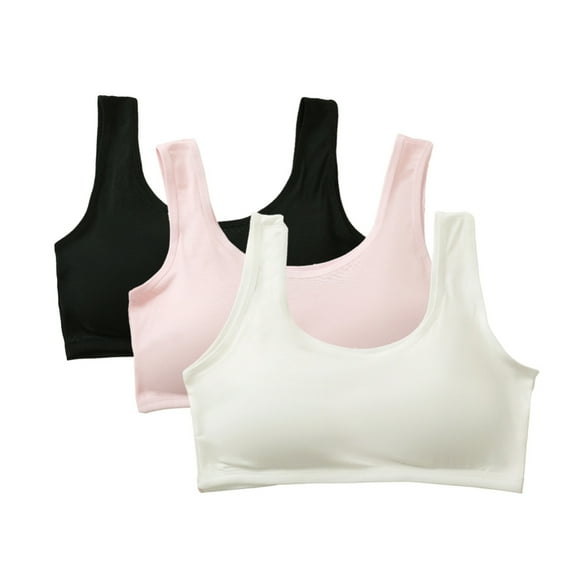 Hotiary Solid Color Casual Undercover for Girls Pure Cotton Breathable Thin Sports Bra for 12-16 Yeras Teenagers