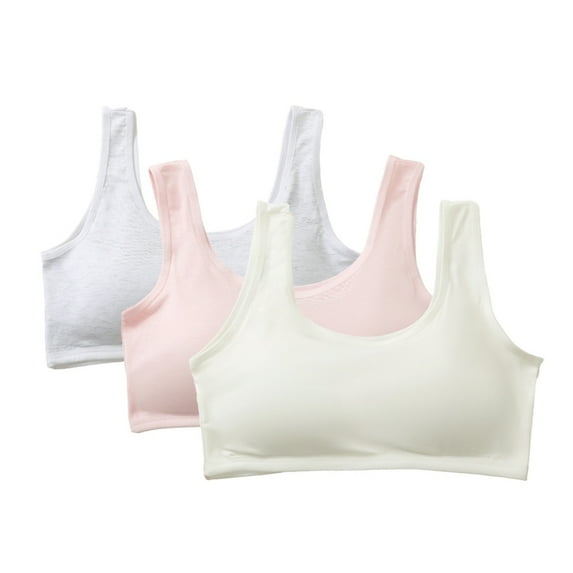 Hotiary Solid Color Casual Undercover for Girls Pure Cotton Breathable Thin Sports Bra for 12-16 Yeras Teenagers