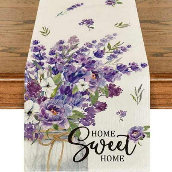 Hotiary Spring Table Runner, 13x72 Inch Wildflowers Floral Farmhouse Rustic Runner,Seasonal Spring Summer Kitchen Dining Table Decoration for Home