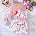 thumbnail image 1 of Hotiary Spring and Autumn Girls' Dress Two Piece Set Colorful Sling Skirt and Solid Color Knitted Coat for 2-8 Years Toddler Kids, 1 of 4