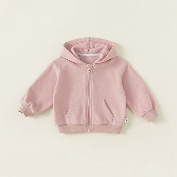 Hotiary Spring and Autumn Toddler Children's Casual Zipper Coat for Boys and Girls Solid Hooded Sweatshirts for 6 Months to 6 Years