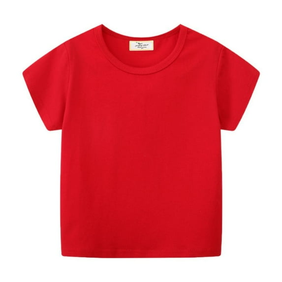 Hotiary Summer Toddler Children Loose Fitting Short Sleeved Top for Boys and Girls Crew Neck and 100% Cotton Solid Color T-shirts 1-7T