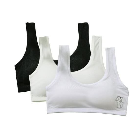 Hotiary Teen's Solid Color Casual Vest Breathable Sport Underwear Adolescent Pure Cotton Bra for Girls 12-16 Years Old