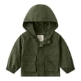 thumbnail image 1 of Hotiary Toddler Baby Boy Hooded Jacket Cotton Long Sleeve Solid Color Zipper Coat with Pockets Kids Casual Spring Fall Outwear Clothes Green for 2-10Y, 1 of 8