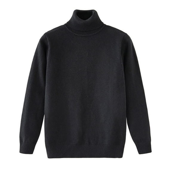 Hotiary Toddler Baby Girl's Turtleneck Sweaters Kids Long Sleeve Solid Color Warm Pullover Knit Chunky Sweater Tops Children Spring Fall Winter Clothes for 4-16Y Black