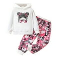 thumbnail image 1 of Hotiary Toddler Baby Girls Clothes Long Sleeve Print Hoodie and Sweatpants Outfits Set Kids Spring Fall Clothing Pink for 3-8 Years, 1 of 8