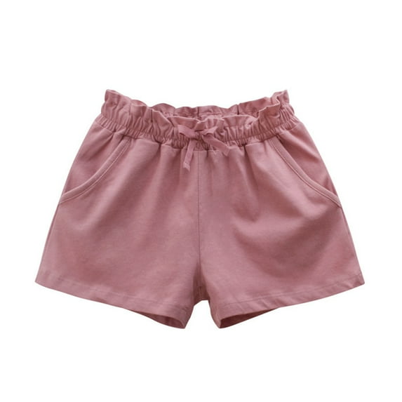 Hotiary Toddler Baby Girls Cotton Pull on Shorts Kids Soft Breathable Elastic Waist Short Pants Children Solid Color Jogger Shorts with Pockets for 1-11 Years