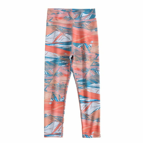 Hotiary Toddler Baby Girls High Waist Yoga Pant Kids Print Elastic Waist Soft Breathable Long Shark Leggings Teen Sport Gym Athletic Workout Trousers for 3-14 Years