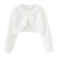 thumbnail image 1 of Hotiary Toddler Baby Girls Long Sleeve Bolero Shrug Kids Knit Button Cardigan Cropped Sweater Children Open Front Shawl Cover Up for 1-10 Years, 1 of 5
