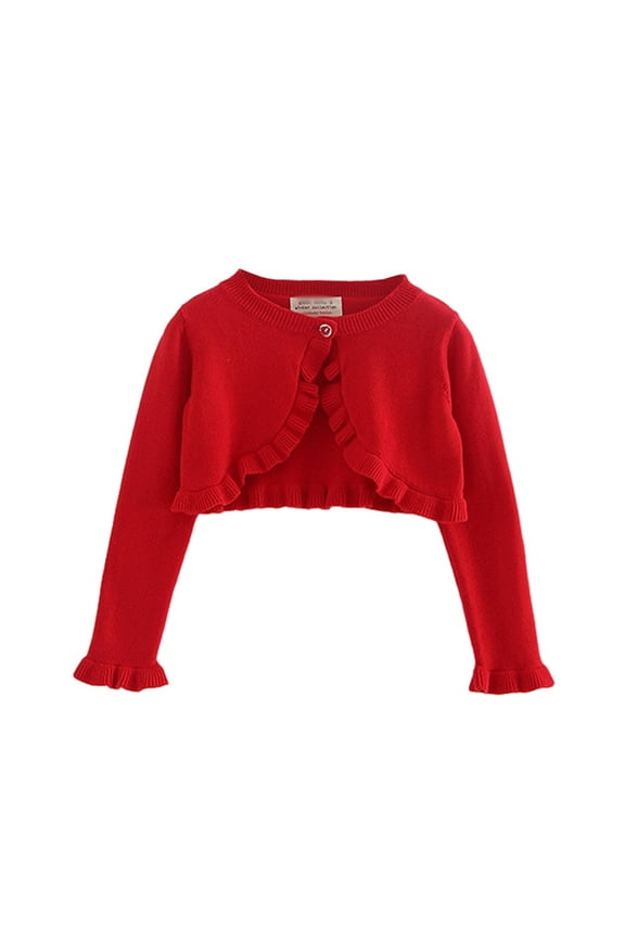 Toddler Baby Girls Long Sleeve Shrug Knit Cardigan Crop Kids Bolero Dress Sweater Children Shawl Cover Up for 1-8 Years