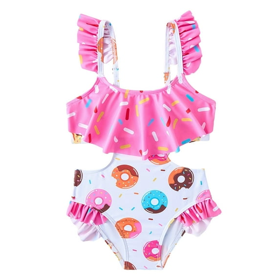 Hotiary Toddler Baby Girls One Piece Swimsuits Kids Mermaid Scale Print Quick Dry Ruffle Cut Out Beach Bathing Suit Beach Swimwear for 2-9Y
