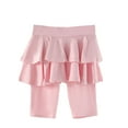 thumbnail image 1 of Hotiary Toddler Baby Girls Summer 2 Layered Knee-Length Leggings with Skirt Dance Pants Kids Elastic Ruffle Skirt Stretchy Workout Athletic Pants for 4-12Y Pink, 1 of 8