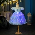 thumbnail image 1 of Hotiary Toddler Baby Girls Tulle Puffy Dress + Bright Colored Lights Kids Puff Sleeve Mesh Princess Dress Children Wedding Birthday Party Ball Prom Gown for 3-9 Years, 1 of 8