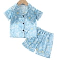 thumbnail image 1 of Hotiary Toddler Baby Summer 2 Piece Outfits Boys Girls Graphic Print Suit Kids Short Sleeve Lapel Collar Button down Shirt Tops + Elastic Waist Shorts Set for 1-6 Years, 1 of 8
