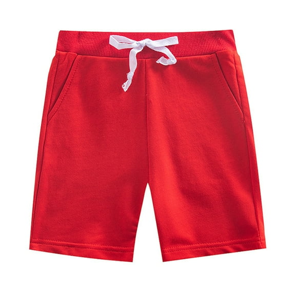 Hotiary Toddler Baby Summer Cotton Shorts Boys Girls Soft Breathable Elastic Waist Five-Part Pant with Drawstring Kids Solid Color Shorts with Pockets for 1-10 Years