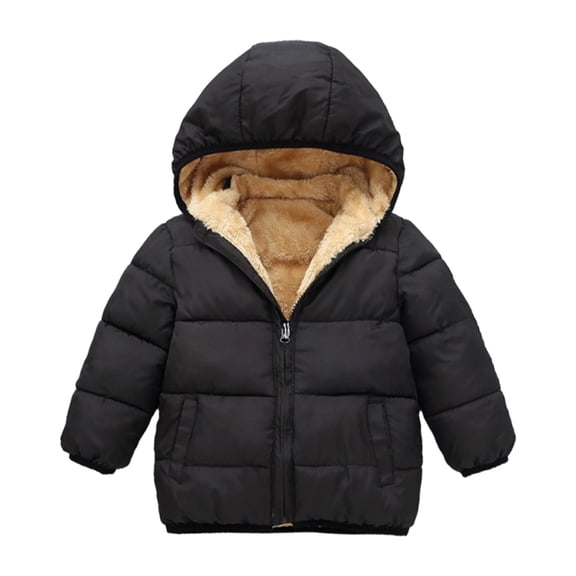 Hotiary Toddler Baby Winter Fleece Thicken Coats Boys Girls Teddy Bear Hooded Windproof Padded Jacket Outerwear Kids Warm Lined Zipper Down Jacket for 1-7 Years
