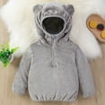 thumbnail image 1 of Hotiary Toddler Children Boys and Girls Autumn and Winter Clothing Bear Ears Long Sleeved Hoodie Warm Double-Sided Flannel Coat 1-6T, 1 of 8