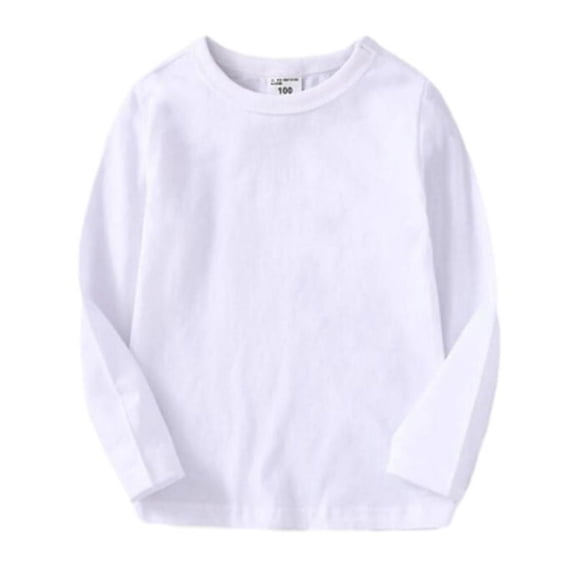 Hotiary Toddler Children Crew Neck and 100% Cotton Long Sleeved T-shirts for Boys and Girls Solid Color Casual Long Sleeved Top 3-13T