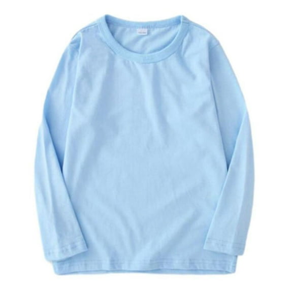 Hotiary Toddler Children Crew Neck and 100% Cotton Long Sleeved T-shirts for Boys and Girls Solid Color Casual Long Sleeved Top 3-13T